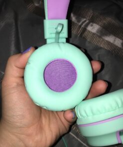 Kids Headphones, AILIHEN I35 On-Ear Headphones for School, 93dB Headphones Boy Girl, 3.5mm Wired Mic for Chromebook, Laptop (Green/Purple) Blue 37 71nWpqGqhfL