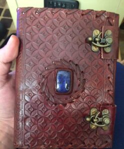 Handmade Embossed Blue Stone Leather Journal Notebook Refillable Sketchbook with 2 Latches, Lace Edging Diary By Cuero 43 71nWt0fbywL