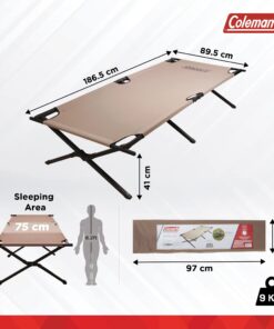 Coleman Trailhead II Camping Cot, Easy-to-Assemble Folding Cot Supports Campers up to 6ft 2in or 300lbs, Great for Camping, Lounging, & Elevated Sleeping Military Camping Cot 26 71na83MEmkL