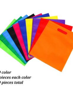 Aneco 50 Pieces 9.5 by 11.5 Inches Non-woven Bags Poly Goodie Treat Bag Rainbow Colors Tote Bag Party Gift Handles Bag Party Favors, 10 Colors 23 71naC0OD5ZL