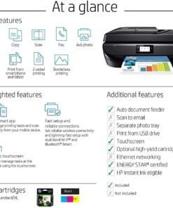 HP OfficeJet 5255 Wireless All-in-One Color Printer, HP Instant Ink, Works with Alexa (M2U75A) 43 71naYq1C6qL