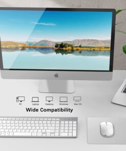 Wireless Keyboard and Mouse,J JOYACCESS USB Slim Wireless Keyboard Mouse with Numeric Keypad Compatible with iMac Mac PC Laptop Tablet Computer Windows -Silver White 30 71nbfBdo4uL