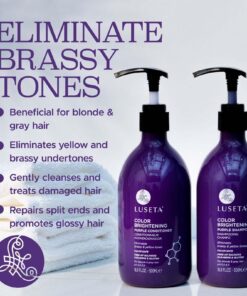 Luseta Purple Shampoo and Conditioner Set for Blonde, Gray - Color Treated Hair - Sulfate Free Paraben Free - Infused with Cocos Nucifera Oil for Curly and Damaged Hair - 2x16.9oz 16.9 Fl Oz (Pack of 2) 29 71nbhs8W3HL