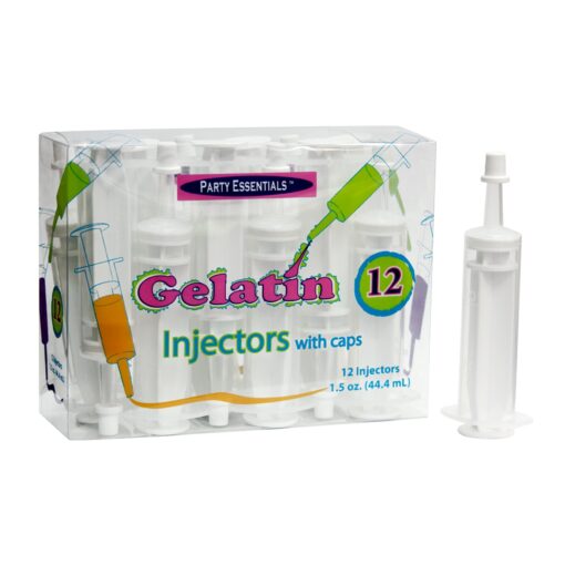 Party Essentials 1.5 Ounce Gelatin Shot/Gelatin Syringe Injectors with Caps, 12-Count, Clear 12 Count (Pack of 1)