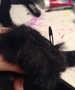 Happylifehere Long Fur Cat Ears and Cat Tail Set Halloween Party Kitty Cosplay Costume Kits (Black) Black 26 71ni1s710qL