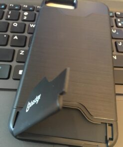 iPhone 7 Plus Case, Bastex Hybrid Slim Fit Black Rubber Silicone Cover Hard Plastic Black Brushed Metal Design Kickstand Case with Hidden Credit Card Slot for Apple iPhone 7 Plus 37 71nj5EvJs8L