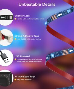 HAMLITE TV LED Backlight, 8.2Ft Led Light for TV 32-60 Inch Monitor Backlight, HDTV Wall Mount Stand Work Space Gaming Room Decor, LED Bias Ambient Mood Lighting Kit for 32-60inch 43 71njBCmxeUL