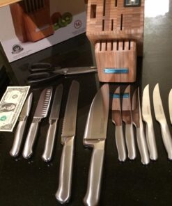 KitchenAid KKFSS14BO 14 Piece Classic Forged Series Brushed Stainless Steel Cutlery Set, Bamboo Wood 14 PC Classic Forged Cutlery Set 42 71nn7niNeL