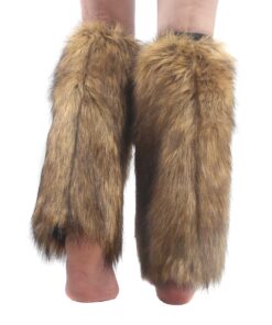 Faux Fur Leg Warmer,Warm Fuzzy Leg Warmer Boot Cuff Cover for Party Costumes A 18 71nojEpksL