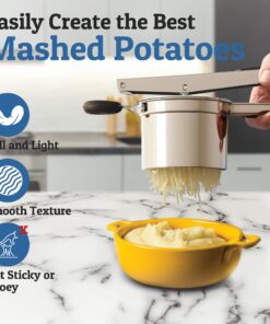 PriorityChef Large 15oz Potato Ricer, Heavy Duty Stainless Steel Potato Masher and Ricer Kitchen Tool, Press and Mash Kitchen Gadget For Perfect Mashed Potatoes - Everytime Black 27 71npHDZFgrL