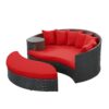 Modway Taiji Outdoor Wicker Patio Daybed with Ottoman in Espresso with Red Cushions Espresso Red 4 71nqL DnLvL