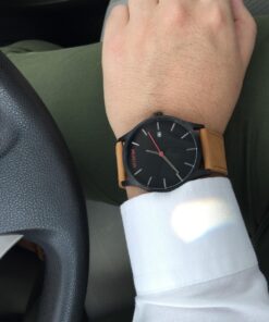 MVMT Classic Men's 45 MM Analog Black Tan Watch with Leather Strap 32 71nqNwgHHL