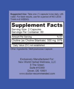 Premium Choline - 500 mg - 120 Veggie Capsules - by DOCTOR RECOMMENDED SUPPLEMENTS - Supports Cognitive Health, Memory & More 120 Count (Pack of 1) 8 71nrSlT37sL
