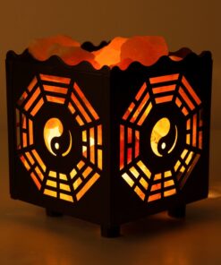 CRYSTAL DECOR Himalayan Pink Salt Lamp Basket & Dimmer Cord Bulb Bagua 18 71nreYCTCTL