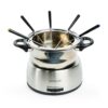 Nostalgia 6-Cup Electric Fondue Pot Set for Cheese & Chocolate - 6 Color-Coded Forks, Adjustable Temperature Control - Stylish Serving for Hors d'Oeuvres, Entrees, and Desserts - Stainless Steel 6 Cup Stainless