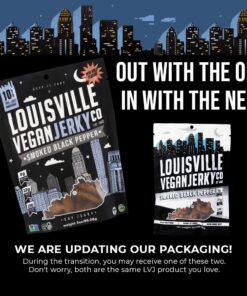 Louisville Vegan Jerky - Smoked Black Pepper, Vegetarian & Vegan-Friendly Jerky, 21 Grams of Non-GMO Soy Protein, 240 Calories Per Bag, Gluten-Free Ingredients (3 oz) 3 Ounce (Pack of 1) 16 71nw7hzUbL