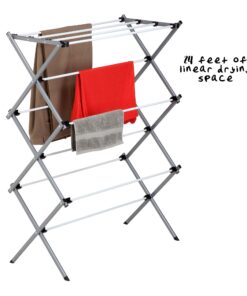 Honey-Can-Do Deluxe Metal Collapsible Clothes Drying Rack, 50 lbs, 29" x 14.2" x 42.1", White & Grey White and Grey 28 71nwDaKQDL 2