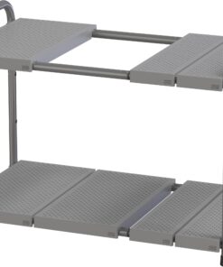 Alternative view of DecoBros Under Sink 2 Tier Expandable Shelf Organizer, Silver