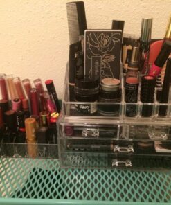 Ikee Design Clear Acrylic Makeup Organizer, Elegant Makeup Storage Organizer for a Stylish Vanity, Bathroom, or Dresser Décor, Clear Design for Easy Visibility and Quick Access 1) 1 Top 4 Drawers 67 71nwmTi2DwL