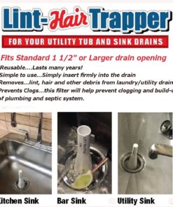 Lint Hair Trapper for filtering Washing Machine Utility Tub and Sink drains-reusable and customizable with built-in overflow guard. Traps Lint, hair and debris from drains, replaces all Mesh filters 25 71nxIu9k6NL