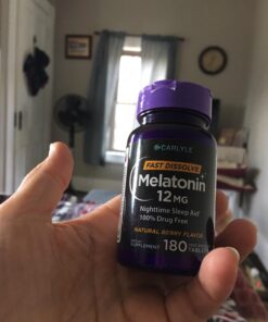 Carlyle Melatonin 12 mg Fast Dissolve 180 Tablets | Drug Free | Natural Berry Flavor | Vegetarian, Non-GMO, Gluten Free 180 Count (Pack of 1) 41 71nxVcAvBcL