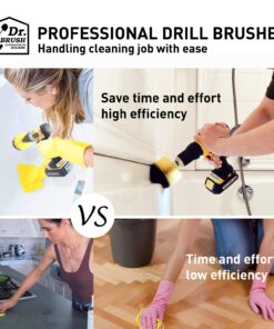 Holikme 4Pack Drill Brush Power Scrubber Cleaning Brush Extended Long Attachment Set All Purpose Scrub Brushes Kit for Grout, Floor, Tub, Shower, Tile, Bathroom and Kitchen Surface,Yellow Yellow 23 71nyZwaHZqL