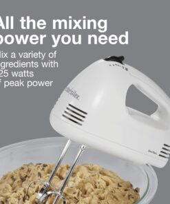 Proctor Silex Easy Mix 5-Speed Electric Hand Mixer with Bowl Rest, Compact and Lightweight, 100 Watts of Peak Power, White 10 71nzVnjhHtL