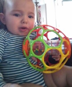 Bright Starts Oball Easy Grasp Rollin' Rainstick Rattle Cause & Effect Infant Toy, Age 3 Months and up Multicolored 28 71o AW4te L 3