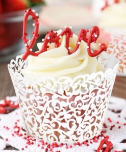 Alternative view of SUYEPER 100pcs Cupcake Wrappers Artistic Bake Cake Paper Cups Little Vine Lace Laser Cut Liner Baking Cup Muffin Case Trays for Wedding Party Birthday Decoration (White) White