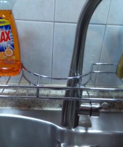 Home Basics Over Sink Shelf, (Chrome) Steel Over The Kitchen Sink Organizer for Soap, Sponges, Scrubbers, and More | with Cutlery Holder 36 71o if8i38L