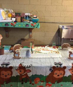 BLUE PANDA Woodland Animals Plastic Tablecloth for Birthday Party (54 x 108 in, 3 Pack) 25 71o06b6Ja5L