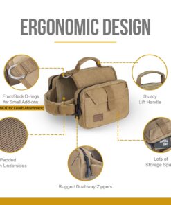 Alternative view of OneTigris Dog Pack Hound Travel Camping Hiking Backpack Saddle Bag Rucksack for Medium & Large Dog (Brown, Large) 11.4"L x 8.7"W x 2.4"H Brown