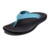 OLUKAI Ohana Women's Beach Sandals, Quick-Dry Flip-Flop Slides, Water Resistant, Wet Grip Soles & Compression Molded Footbed 5 Blue Mist/Black 32 71o37264FnL