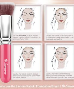 Flat Top Kabuki Foundation Brush - Premium Makeup Face Brush For Liquid, Cream, Powder - Blending, Buffing, Stippling Brush - Pro Quality Synthetic Dense Bristles Pink 23 71o39IYidL
