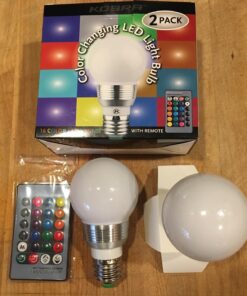 Kobra LED Color Changing Light Bulb with Remote Control - 16 Different Color Choices Smooth, Fade, Flash or Strobe Mode - Smart Remote Lightbulb - RGB & Multi Colored 2 Count (Pack of 1) 44 71o5dtSSvJL