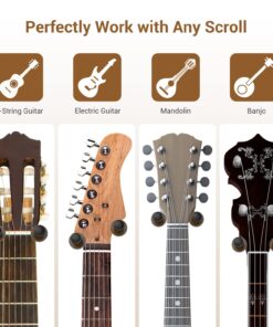 Ohuhu Guitar Wall Mount Hanger: 4-Pack Rotatable Hardwood Guitar Hangers with Screws-Adjustable Stopper Guitar Mount Hook Holder Stand for Ukulele Bass Electric Acoustic Guitar Banjo Mandolin-Wood Wood 26 71o5qPLlbL