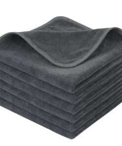 SINLAND Microfiber Cleaning Cloth Ulura Absorbent Softer Towel Reusable Cleaning Cloth Streak Free Lint Free Cleaning Cloth for Home, Kitchen, Car, Window Use 12x12 Inch Slate Grey 6 Pack 27 71o5ru47rL