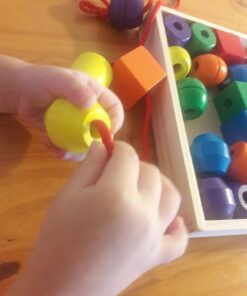 Melissa & Doug Primary Lacing Beads - Educational Toy With 30 Wooden Beads and 2 Laces - Beads For Toddlers, Fine Motor Skills Lacing Toys For Toddlers And Kids Ages 3+, 8inx8inx2in, Multi 37 71oBfGFksrL