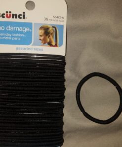 Scunci by Conair No Damage Assorted Sizes Elastics, for Women and Men, Elastic Hair Ties with No Damage in Black, 36 Pack Black Assorted Sizes 27 71oDMfWNhHL