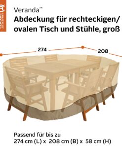 Classic Accessories Veranda Water-Resistant 108 Inch Rectangular/Oval Patio Table & Chair Set Cover, Outdoor Table Cover 108"L x 82"W x 23"H 20 71oE4QXjpkL
