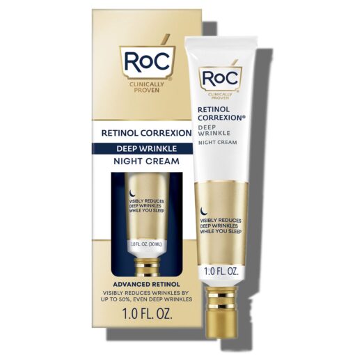 RoC Retinol Correxion Deep Wrinkle Anti-Aging Night Cream, Daily Face Moisturizer with Shea Butter, Glycolic Acid and Squalane, Skin Care Treatment, Christmas Gifts & Stocking Stuffers, 1 Ounces 1 Fl Oz (Pack of 1)