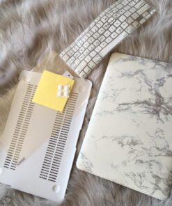 MOSISO Compatible with MacBook Air 13 inch Case (Models: A1369 & A1466, Older Version 2010-2017 Release), Plastic Pattern Hard Shell Case & Keyboard Cover & Screen Protector, White Marble 61 71oHDDXnSuL