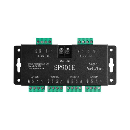 SUPERNIGHT LED Pixel Strip Amplifier Signal Data SPI Repeater for WS2801 WS2811 WS2812B WS2813 WS2815 SK6812 SK9822 Addressable RGB Light Strip Dream Color Programmable Rope Lighting 5v-24v SP901E