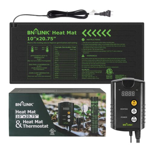 BN-LINK Durable Seedling Heat Mat Heating Pad 10" x 20.75" with Digital Thermostat Controller Combo Set Waterproof for Indoor Seed Starting and Plant Germination 10" x 20.75" & Thermostat