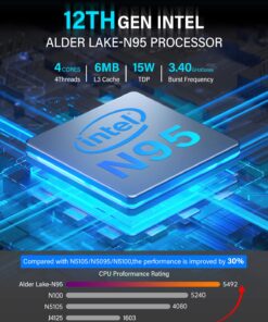 KAMRUI GK3 Plus Mini PC 16GB RAM 512GB M.2 SSD, Intel 12th Alder Lake N95 (up to 3.4GHz) Micro PC, 2.5''SSD, Gigabit Ethernet, 4K UHD, WiFi, BT, VESA/Home/Business Mini Desktop Computer 16GB+512GB/Intel Alder Lake N95 38 71oJh6VqtvL