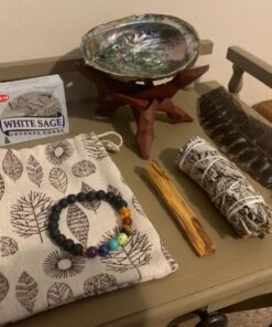 Smudge Kit Spiritual Set, Large Abalone Shell, Complete Sage Smudge Stick Kit, Palo Santo, White Sage Incense for Cleansing, Smudge Feather,Chakra Kit Bracelet, Charitable Positive Vibes Smudging Kit 37 71oNu9ad3LL