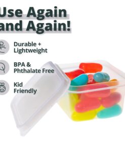 Greenco Mini Containers with Lids 20 Pack, 2 oz Containers with Lids - Small Plastic Storage Condiment Containers with Lids - Baby Food Containers, Snacks, Sauces, Candy - Freezer & Dishwasher Safe Square 29 71oPEF54DkL