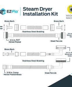 Eastman Steam Dryer Installation Kit, 3/4 Inch FHT Fill Hose, 90 Degree Elbow, 6 ft Braided Stainless Steel Hoses, 41025 14 71oPyGzbrYL