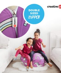 Creative QT Stuff ’n Sit Extra Large 38’’ Bean Bag Storage Cover for Stuffed Animals & Toys – Gray & White Stripe – Toddler & Kids’ Rooms Organizer – Giant Beanbag Great Plush Toy Hammock Alternative Grey/White Striped X-Large 28 71oQ5GLKdNL 2