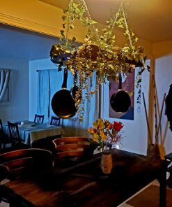 Fox Run Rectangular Hanging Pot Rack with Chains and 6 Hooks, 2 Inch, Black Iron Rectangular With Hooks 34 71oSpymAAjL